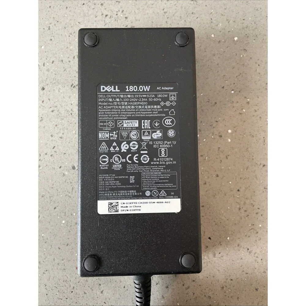 DELL HA180PM180 19.5V 9.23A 180W Genuine Original AC adapter Pin in middle